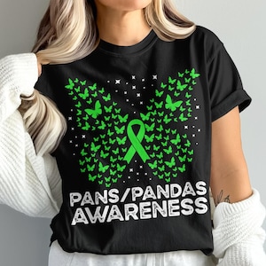 Pans-pandas Awareness Svg Png, PANS-PANDAS Butterfly Svg, Green Ribbon Svg Cricut Sublimation Design