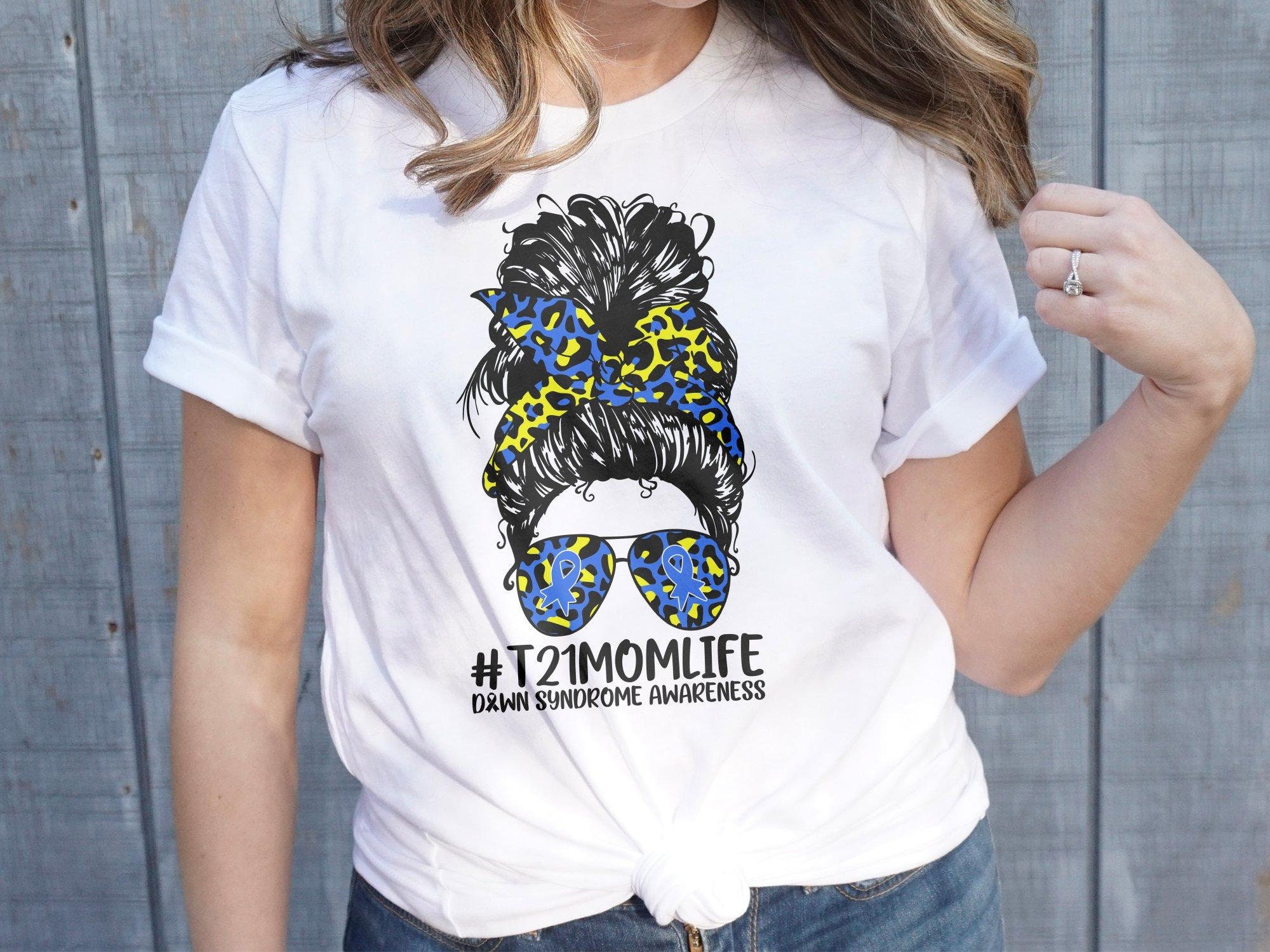 Down Syndrome Awareness Svg Png, T21 Mom Messy Bun Svg, Blue Yellow ...