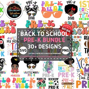 Pre-K Svg Png Bundle, Back to School Pre K Svg, First Day of Pre-K Girls Boys Teacher Svg Cricut Files Sublimation Designs