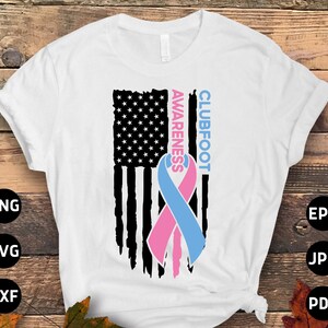 Klumpfuß-Bewusstseins-Svg-Png, Flagge Klumpfuß-Svg, rosa und blaues Band-Svg Cricut Sublimationsdesigns