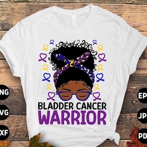 Bladder Cancer Warrior Afro Messy Bun Svg, Bladder Cancer Awareness Svg Png, Bladder Cancer Ribbon Support Cricut File Sublimation Design