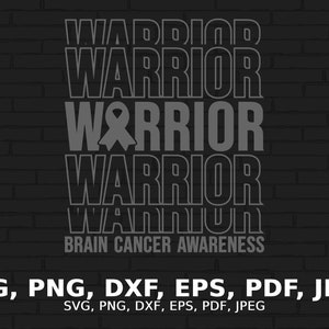 Guerrero del cáncer cerebral svg, conciencia del tumor cerebral svg png, cinta gris cáncer cerebral svg cricut diseño de sublimación de archivos