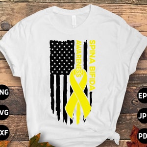 Spina Bifida Awareness Svg Png, Flag Spina Bifida Svg, Yellow Ribbon Svg Cricut Sublimation Design