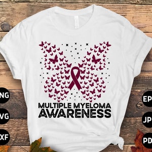 Multiple Myeloma Awareness Svg Png, Multiple Myeloma Butterfly Svg, Burgundy Ribbon Svg, Multiple Myeloma Cancer Svg Sublimation