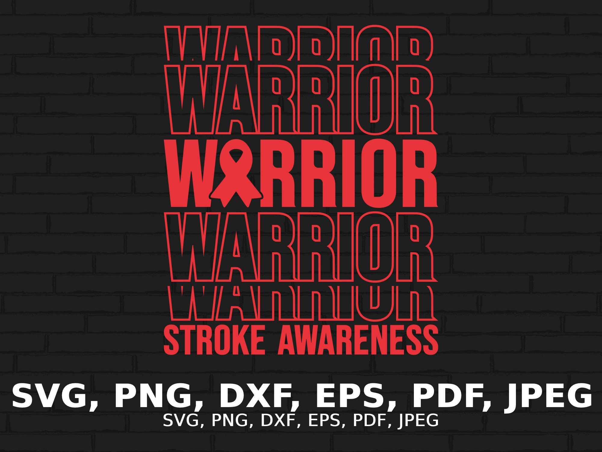 Stroke Warrior Svg, Stroke Awareness Svg Png, Red Ribbon Svg Cricut ...