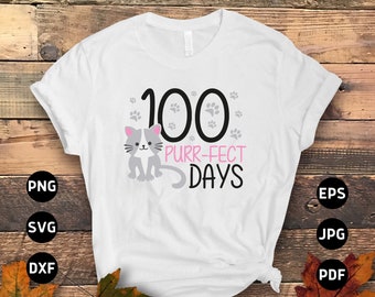 Retro 100 dagen school kat SVG, 100 spinnen-fecte dagen PNG, 100 dagen school PNG leraar, grappige 100e schooldag PNG sublimatie ontwerpen