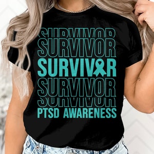 PTSD Survivor Svg, PTSD Awareness Svg Png, Teal Ribbon Post-traumatic Stress Disorder Svg Cricut File Sublimation Design