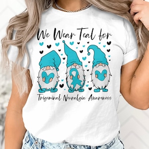 Trigeminal Neuralgia Awareness Svg Png, We Wear Teal for Trigeminal Neuralgia Gnome Svg, Teal Ribbon Svg Cricut Sublimation Designs
