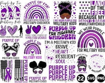 Military Child Svg Png Bundle, Military Kids Png, Purple Up Svg Cricut, Month of the Military Child Svg, Military Children Png Sublimation