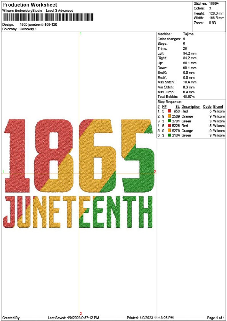 Vier Juneteenth borduurwerk, 1865 juni DST, Afro-Amerikaanse PES-bestand, 19 juni 1865 Machine borduurwerk ontwerpbestand afbeelding 3