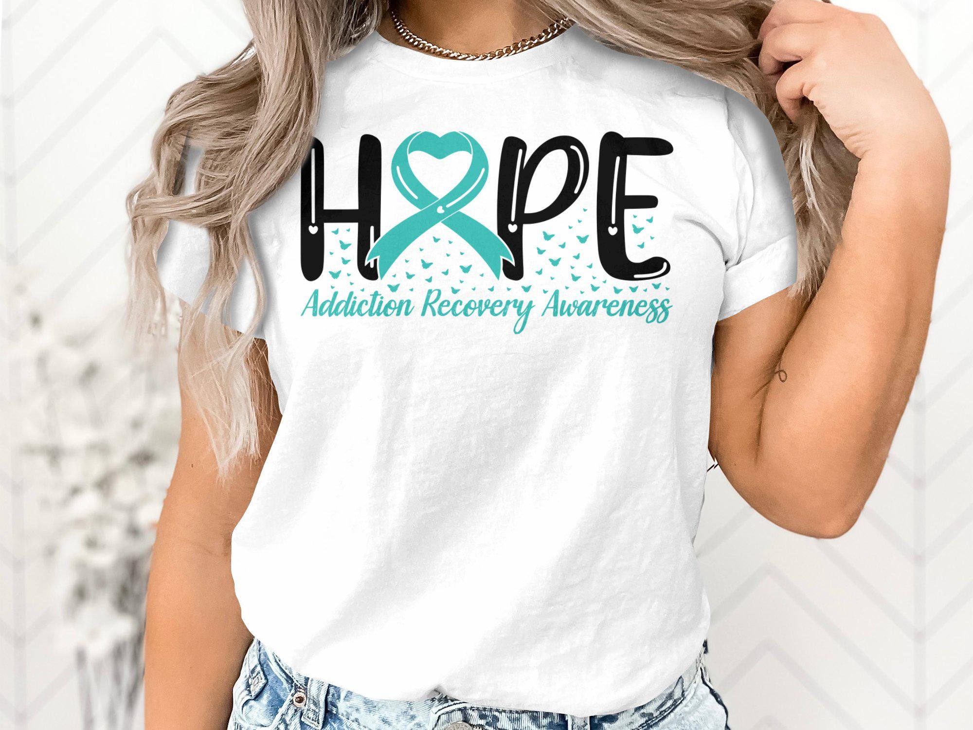 Recovery Ribbon Vector Addiction Recovery Awareness Teal Ribbon SVG, PNG, Cricut, Sublimation ...