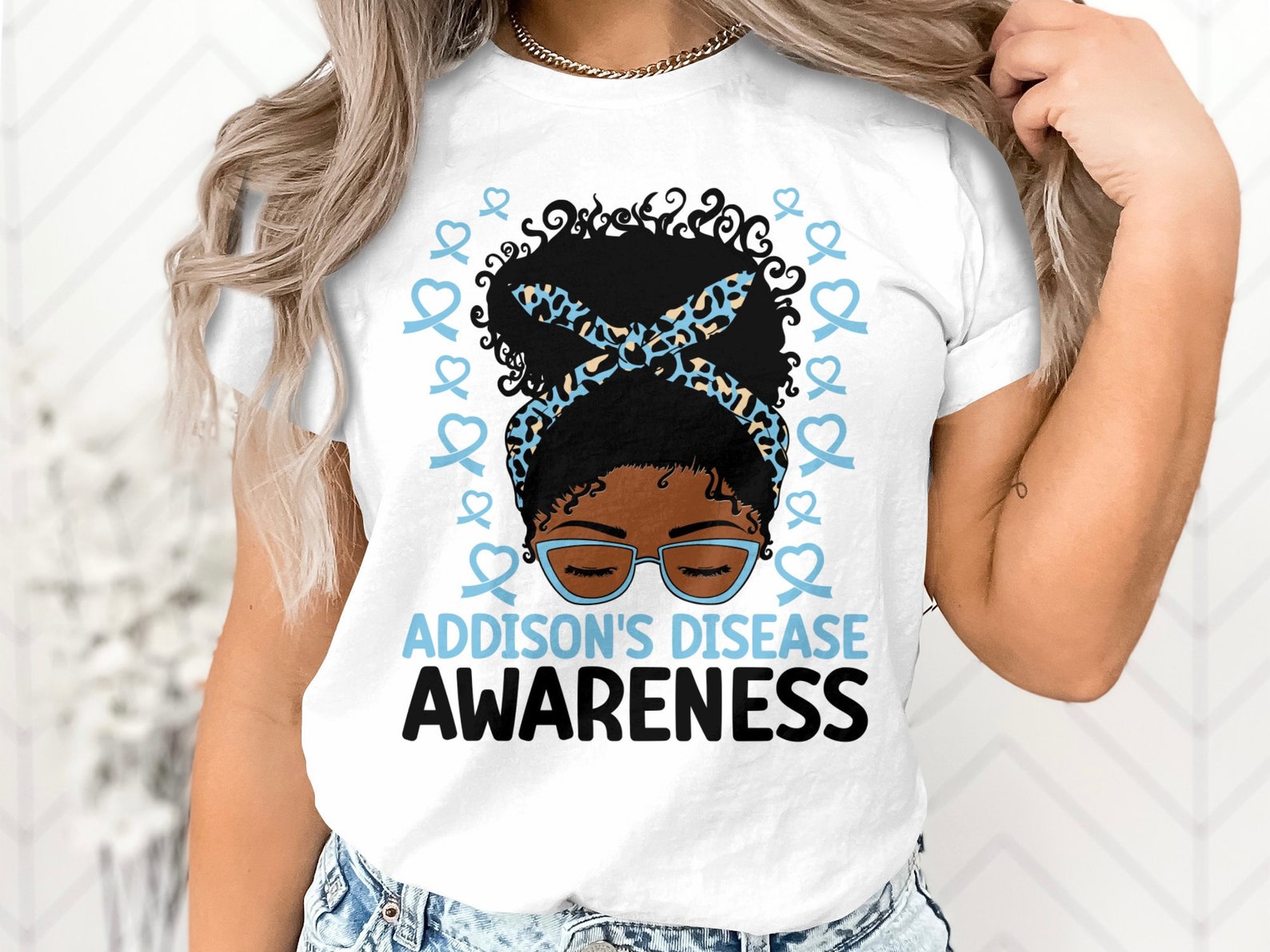 Addison Sticker Svg Addison's Disease Awareness Svg Png, Afro Messy Bun Addison's Disease ...