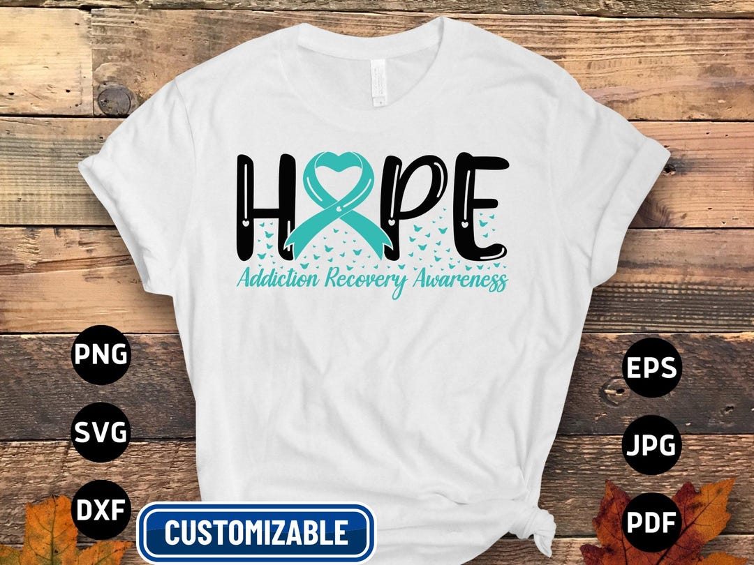 Addiction Recovery Awareness Teal Ribbon SVG, PNG, Cricut, Sublimation ...