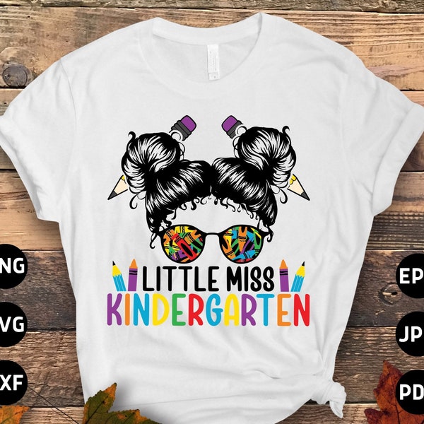 Little Miss Kindergarten Girls Svg Png, Kindergarten Girl Svg Back to School Svg First 1st Day of School Kindergarten Svg Cricut Sublimation