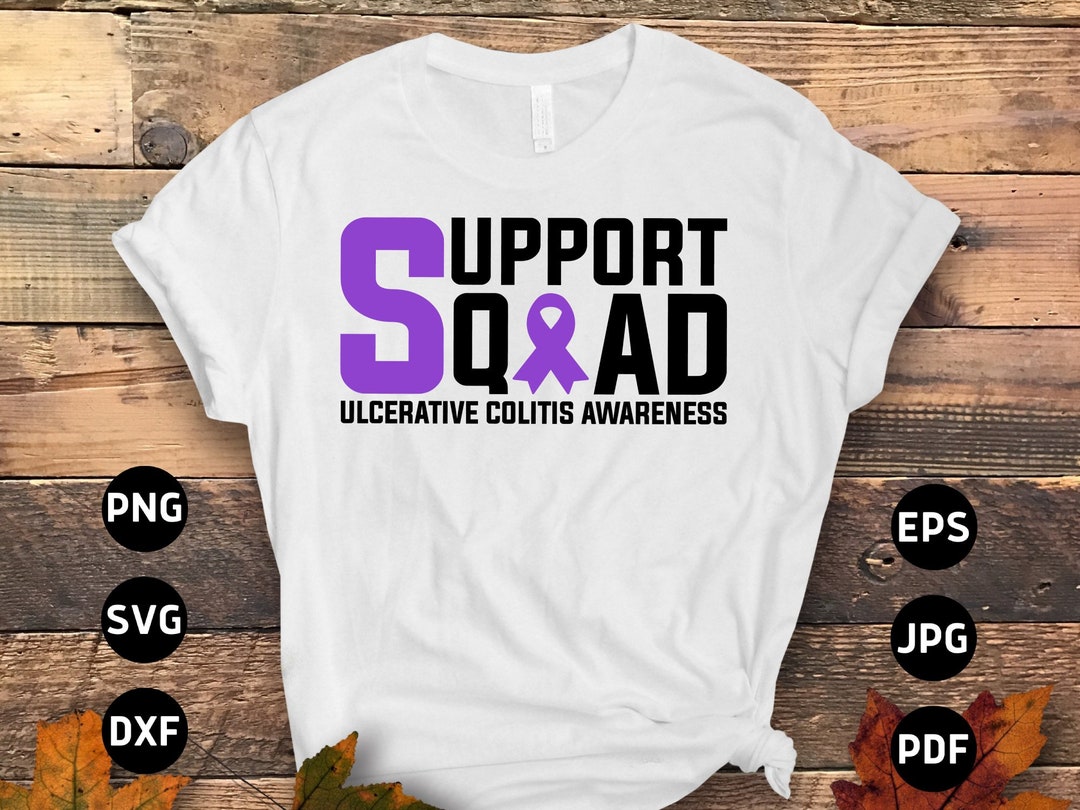 Ulcerative Colitis Awareness Svg Png, Support Squad Svg, Purple Ribbon ...