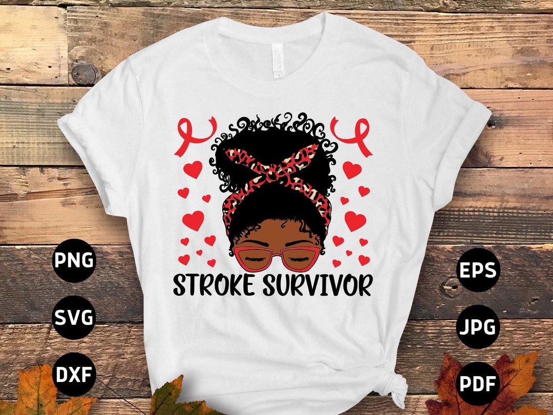 Stroke Awareness Svg Png, Stroke Survivor African Girl Svg, Red Ribbon ...
