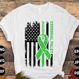Cerebral Palsy Awareness Svg Png, Cerebral Palsy Flag Svg, Green Ribbon Svg Cricut Cut File Sublimation Designs