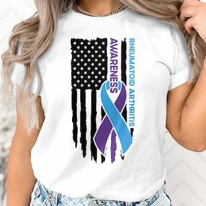 Reumatoïde artritis bewustzijn Svg Png, vlag reumatoïde artritis Svg, blauw paars lint Svg Cricut Png sublimatie Design