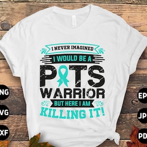 POTS Awareness Svg Png, POTS Warrior Svg, POTS Syndrome Svg, Turquoise Ribbon Svg, Dysautonomia Awareness Svg Cricut Sublimation