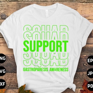 Gastroparesis Support Squad Svg, Gastroparesis Awareness Svg Png, Green Ribbon Svg, Gastroparesis Support Cricut Sublimation Design