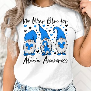 Ataxia Awareness Svg Png, We Wear Blue for Ataxia Gnome Svg, Ataxia Blue Ribbon Cricut Sublimation Designs