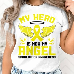 Spina Bifida Awareness Svg Png, My Hero Is Now My Angel Svg, Yellow Ribbon Svg Cricut Sublimation Design