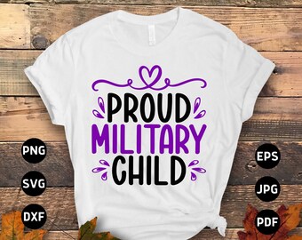 Orgulloso niño militar svg png, mes del niño militar svg, cinta púrpura svg cricut corte diseño de sublimación de archivos