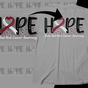 Head and Neck Cancer Awareness Svg Png, Head And Neck Cancer Awareness Hope Svg, Burgundy White Ribbon Svg Circut Sublimation Design