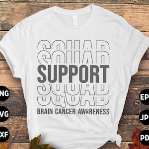 Escuadrón de apoyo al cáncer cerebral Svg, Concientización sobre tumores cerebrales Svg Png, Cinta gris Cáncer cerebral Svg Cricut Diseño de sublimación de archivos