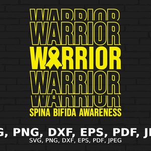 Spina Bifida Warrior Svg, Spina Bifida Awareness Svg Png, Yellow Ribbon Svg Cricut Sublimation Design