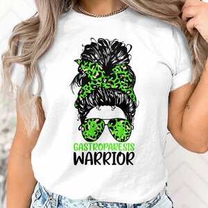 Gastroparesis Awareness Svg Png, Gastroparesis Warrior Messy Bun Svg, Green Ribbon Svg, Gastroparesis Support Cricut Sublimation Design