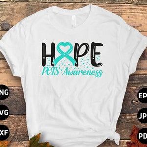 POTS Awareness Svg Png, Hope Svg, POTS Syndrome Svg, Turquoise Ribbon Svg, Dysautonomia Awareness Svg Cricut Sublimation