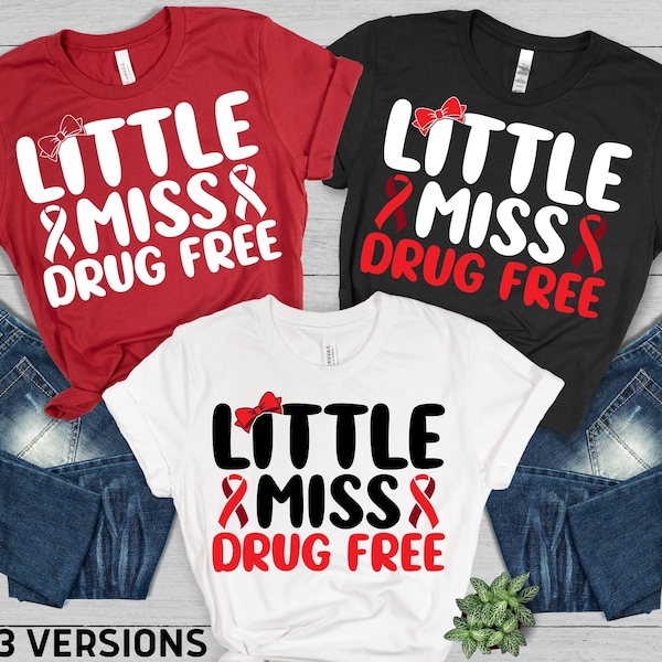 Little Miss Drug Free Svg Png, Red Ribbon Week Girls Svg, Drug Free Svg, Girl Red Ribbon Week Png Svg Cricut Sublimation Design