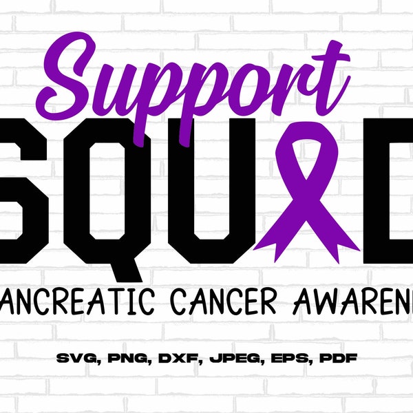 Pancreatic Cancer Awareness Svg Png, Support Squad Svg, Purple Ribbon Svg Cricut Sublimation Design