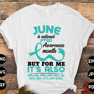 PTSD Awareness Svg Png, May Is National PTSD Awareness Month Svg, Teal Ribbon Post-traumatic Stress Disorder Svg Cricut File Sublimation