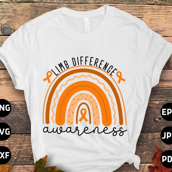 Limb Loss Awareness Svg Png, Limb Difference Rainbow Svg, Orange Ribbon Svg, Limb Difference Svg Cricut Cut File Sublimation Design