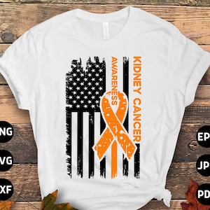Kidney Cancer Awareness Svg Png, Kidney Cance Flag Svg, Orange Ribbon Svg, Usa American Flag Png Svg Cricut Cut File Sublimation Design