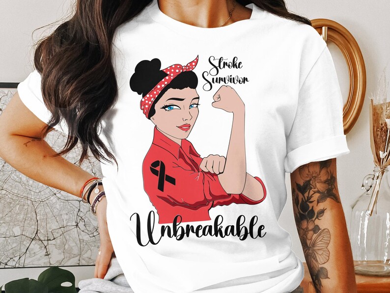 Stroke Awareness Svg Png, Stroke Survivor Unbreakable Svg, Red Ribbon ...