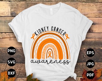 Kidney Cancer Awareness Svg Png, Kidney Cancer Awareness Rainbow Svg, Orange Ribbon Svg Cricut Cut File Sublimation Design
