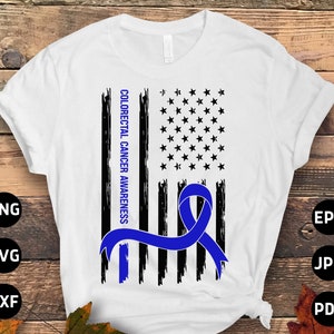 Conscientização sobre o câncer colorretal Svg Png, bandeira do câncer colorretal Svg, fita azul Svg Cricut Cut File Sublimation Designs