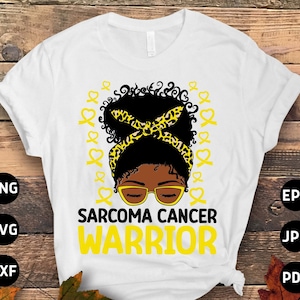 Sarkom-Krebs-Bewusstsein-Svg-Png, Sarkom-Krebs-Krieger Afro unordentlich Brötchen-Svg, gelbes Band-Svg, Sarkom-Unterstützung Cricut Sublimation-Design
