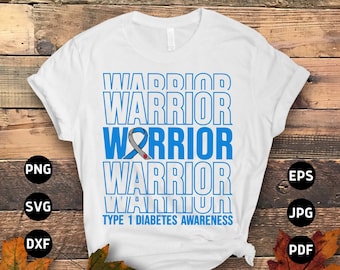 Type 1 Diabetes Warrior Svg, Diabetes Awareness Svg Png, Blue Ribbon Svg, Type 1 Diabetes T1D Awareness Svg Cricut Sublimation Design