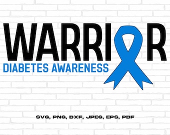 Diabetes Awareness Svg Png, Diabetes Warrior Svg, Blue Ribbon Svg, Type 1 Diabetes T1D Awareness Svg Cricut Sublimation Design