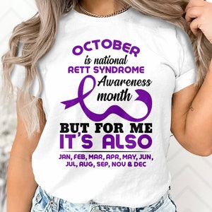 Rett Syndrome Awareness Svg Png, October Is National Rett Syndrome Awareness Month Svg, Purple Ribbon Svg Cricut Cut File Png Sublimation