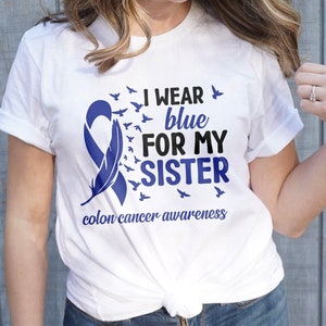 Colon Cancer Awareness Svg Png, I Wear Blue for My Sister Svg, Blue Ribbon Svg Cricut Sublimation Design