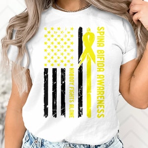 Spina Bifida Awareness Svg Png, Nobody Fights Alone Svg, Yellow Ribbon Svg Cricut Sublimation Design