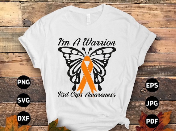 Orange Ribbon Rsd/Crps Awareness Woman With Butterfly Orange Ribbon Rsd/Crps Awareness Woman With Butterfly