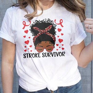 Stroke Awareness Svg Png, Stroke Survivor African Girl Svg, Red Ribbon ...