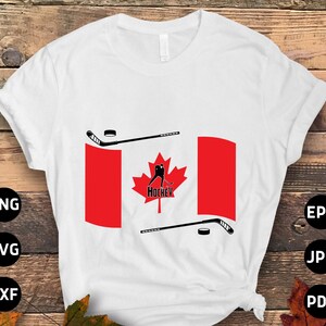 Hockey Svg Png, Hockey Canada Flag Svg, Ice Hockey Player Lovers Svg Cut File Cricut Sublimation Design