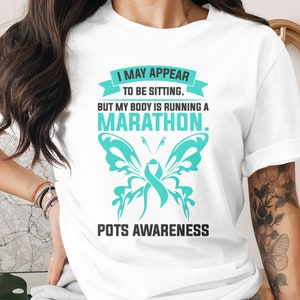 POTS Awareness Svg Png, My Body Is Running A Marathon Svg, POTS Syndrome Svg, Turquoise Ribbon Svg, Dysautonomia Awareness Svg Cricut